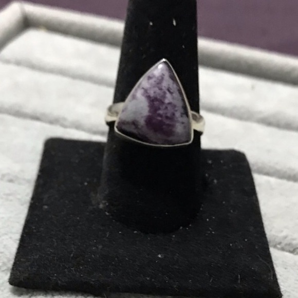 New Sterling Silver Purple Kammererite Triangle Ring Size 10 Crystal Kammerite - Picture 13 of 16